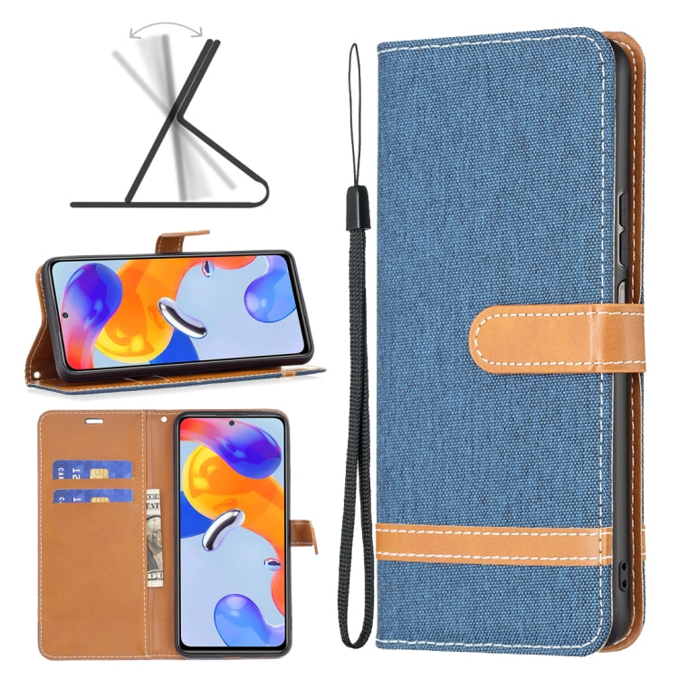 For Xiaomi Redmi Note 11 Pro International Version Color Matching Denim Texture Leather Phone Case