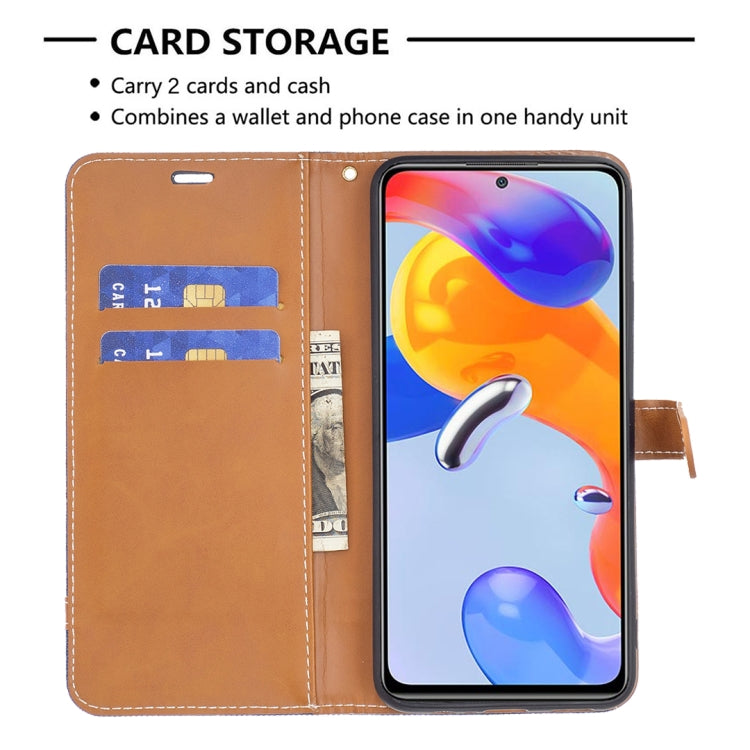 For Xiaomi Redmi Note 11 Pro International Version Color Matching Denim Texture Leather Phone Case