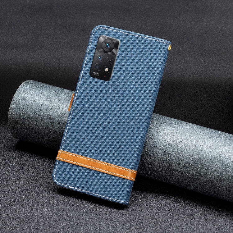 For Xiaomi Redmi Note 11 Pro International Version Color Matching Denim Texture Leather Phone Case