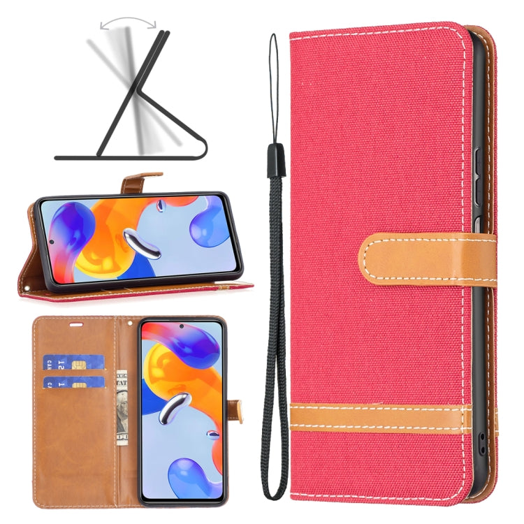 For Xiaomi Redmi Note 11 Pro International Version Color Matching Denim Texture Leather Phone Case