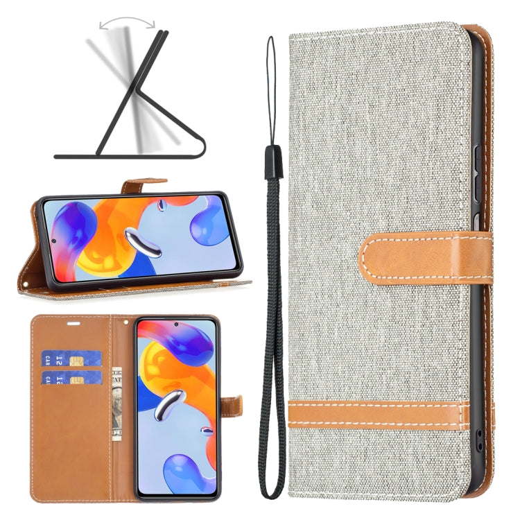 For Xiaomi Redmi Note 11 Pro International Version Color Matching Denim Texture Leather Phone Case