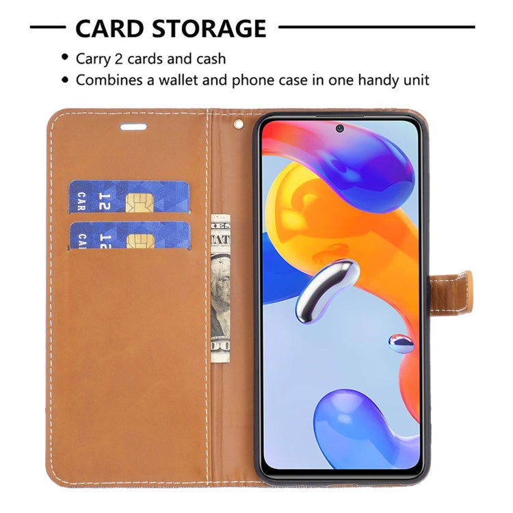 For Xiaomi Redmi Note 11 Pro International Version Color Matching Denim Texture Leather Phone Case