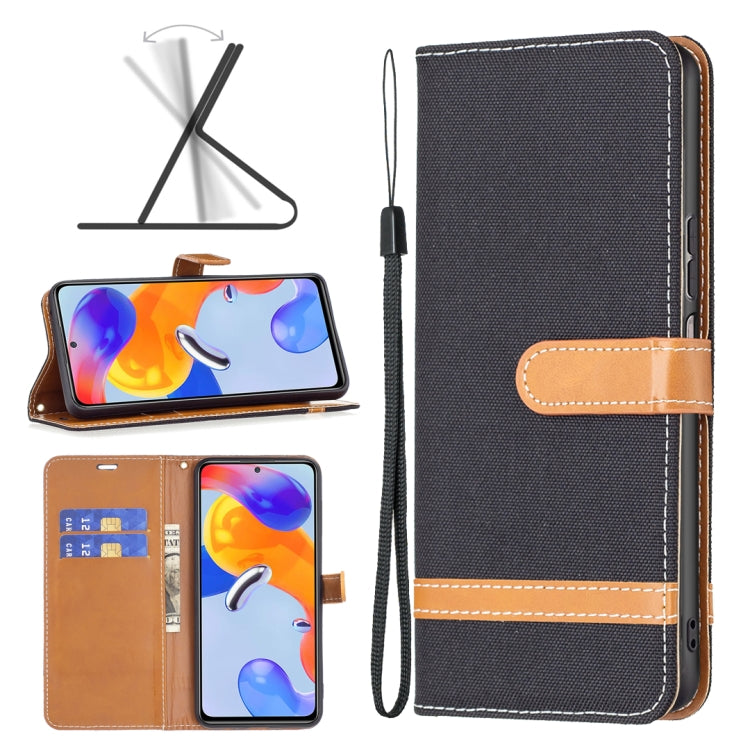 For Xiaomi Redmi Note 11 Pro International Version Color Matching Denim Texture Leather Phone Case