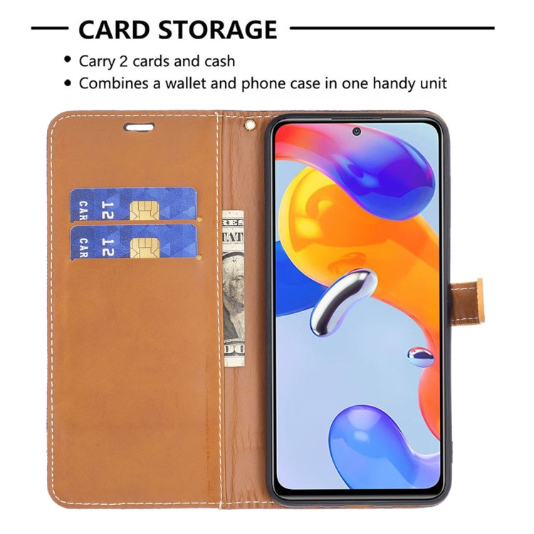 For Xiaomi Redmi Note 11 Pro International Version Color Matching Denim Texture Leather Phone Case