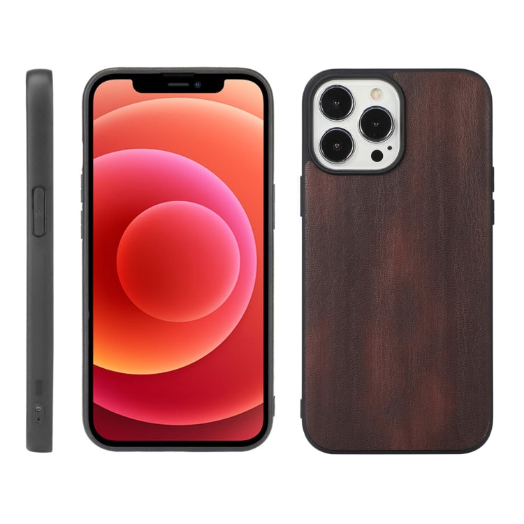 For iPhone 12 Pro Max Yellow Cow Texture PU Phone Case