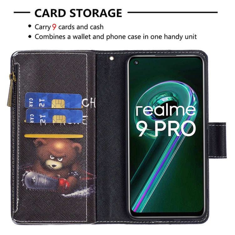 For OPPO Realme 9 Pro Colored Drawing Pattern Zipper Horizontal Flip Leather Phone Case with Holder & Card Slots & Wallet