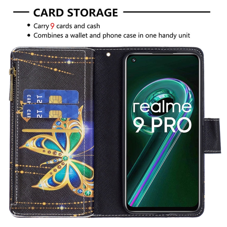 For OPPO Realme 9 Pro Colored Drawing Pattern Zipper Horizontal Flip Leather Phone Case with Holder & Card Slots & Wallet