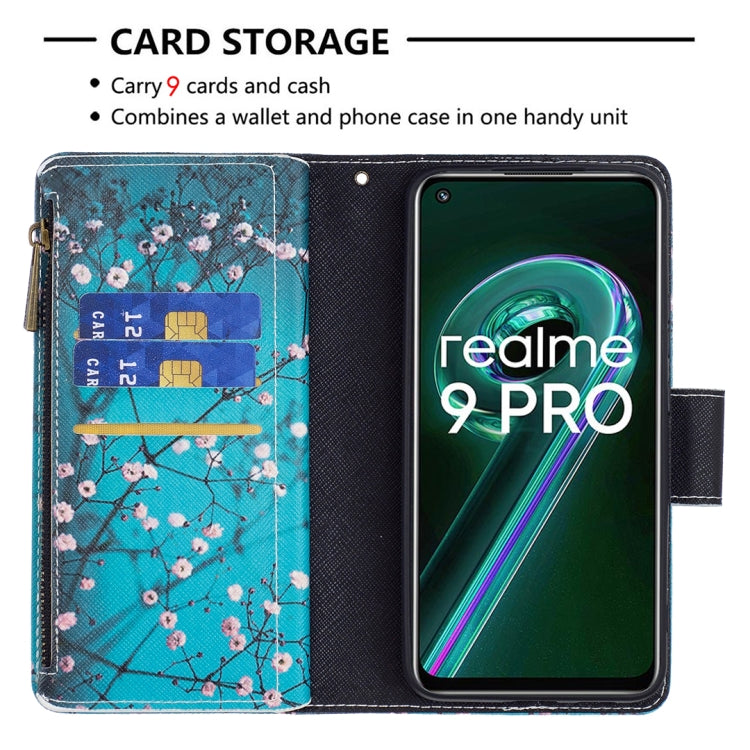 For OPPO Realme 9 Pro Colored Drawing Pattern Zipper Horizontal Flip Leather Phone Case with Holder & Card Slots & Wallet