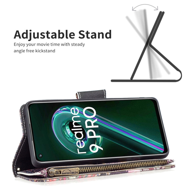 For OPPO Realme 9 Pro Colored Drawing Pattern Zipper Horizontal Flip Leather Phone Case with Holder & Card Slots & Wallet