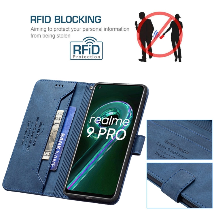 For OPPO Realme 9 Pro Magnetic Clasp RFID Blocking Anti-Theft Leather Phone Case with Holder & Card Slots & Wallet