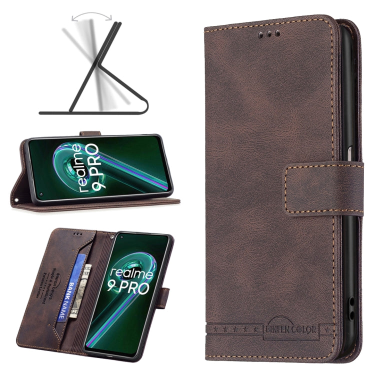 For OPPO Realme 9 Pro Magnetic Clasp RFID Blocking Anti-Theft Leather Phone Case with Holder & Card Slots & Wallet