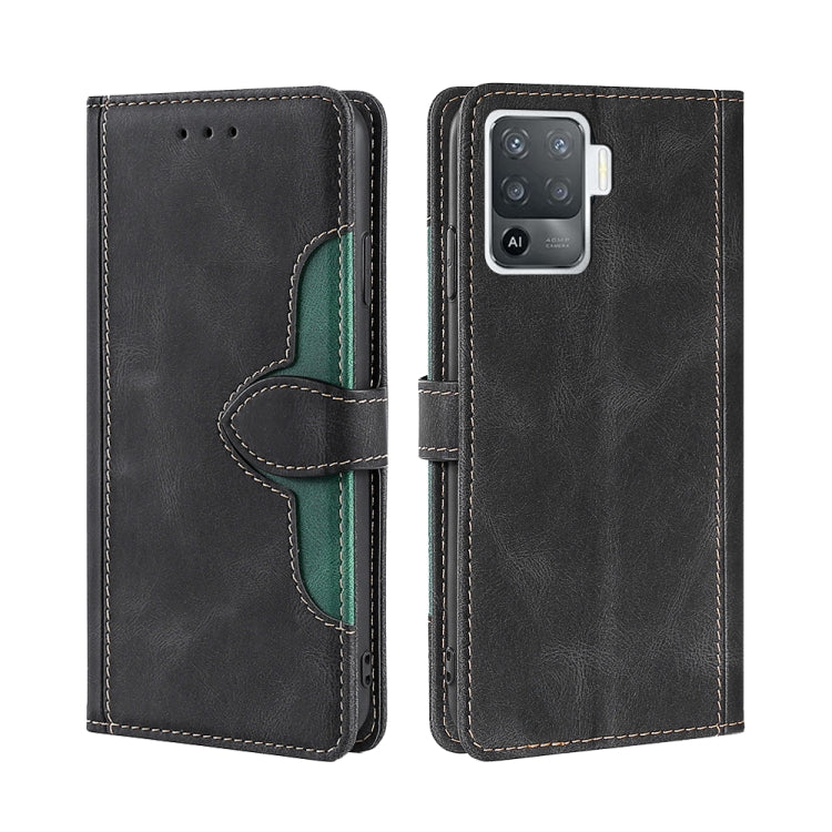For OPPO F19 Pro / A94 4G / Reno5 F Skin Feel Straw Hat Magnetic Buckle Leather Phone Case