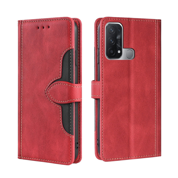 For OPPO Reno5 A Skin Feel Straw Hat Magnetic Buckle Leather Phone Case