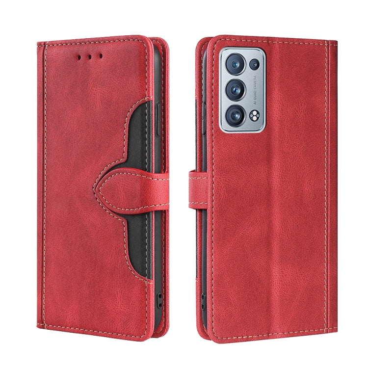 For OPPO Reno6 Pro+ Skin Feel Straw Hat Magnetic Buckle Leather Phone Case