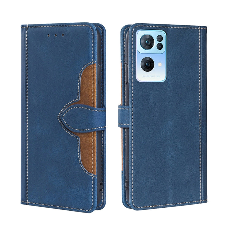 For OPPO Reno7 Pro 5G Skin Feel Straw Hat Magnetic Buckle Leather Phone Case