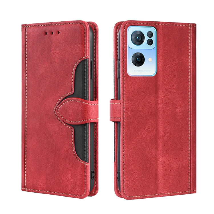 For OPPO Reno7 Pro 5G Skin Feel Straw Hat Magnetic Buckle Leather Phone Case