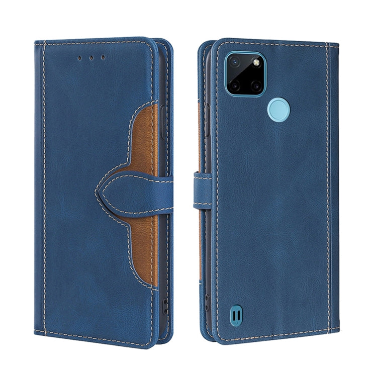 For OPPO Realme C21Y Skin Feel Straw Hat Magnetic Buckle Leather Phone Case
