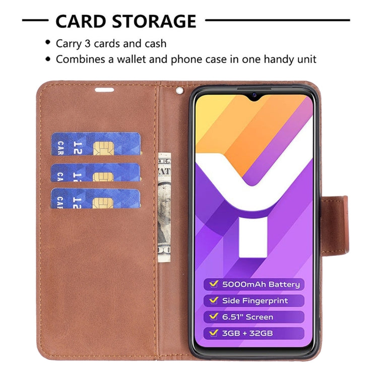 For vivo Y15s Lambskin Texture Pure Color Horizontal Flip Leather Phone Case