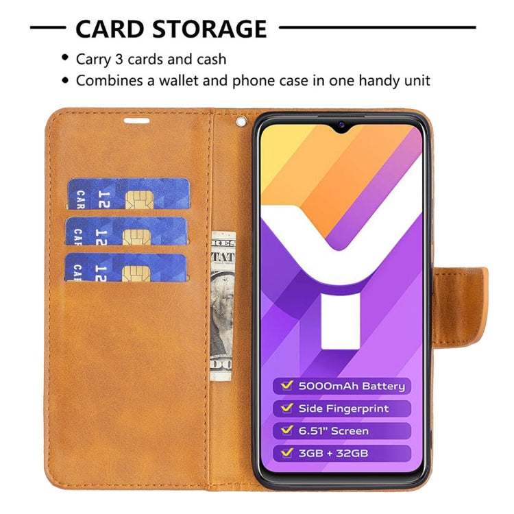 For vivo Y15s Lambskin Texture Pure Color Horizontal Flip Leather Phone Case