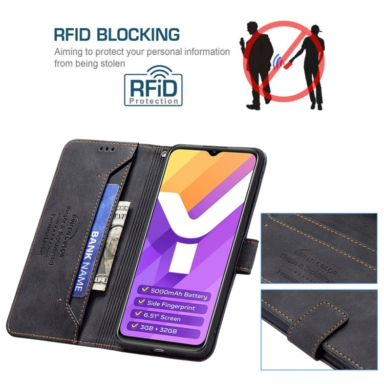 For vivo Y15s Magnetic Clasp RFID Blocking Anti-Theft Leather Phone Case