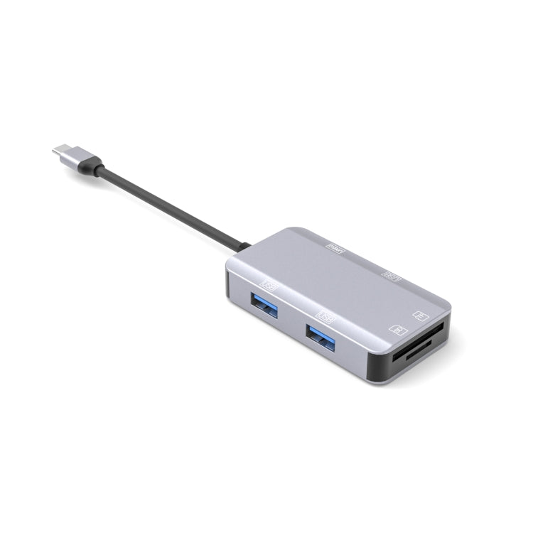 NK-3049H 6 in 1 USB-C / Type-C to TF / SD Card Slot + USB 3.0 + 3 USB 2.0 Female Adapter(Space Grey)