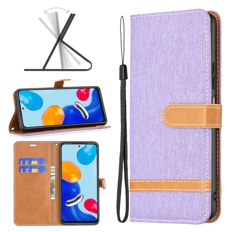 For Xiaomi Redmi Note 11 Global Color Matching Denim Texture Leather Phone Case