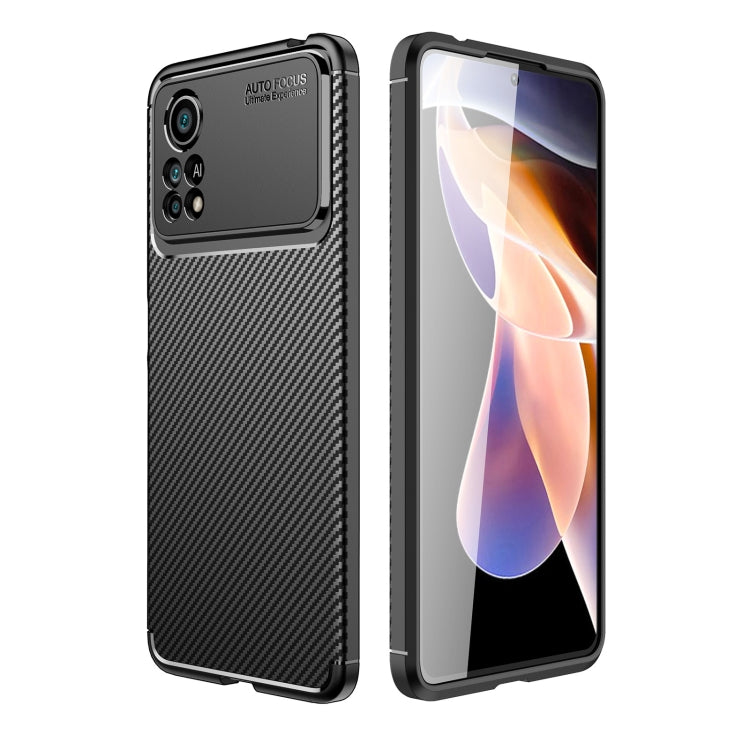 For Xiaomi Poco M4 Pro Fine Hole Version Carbon Fiber Texture Shockproof TPU Phone Case