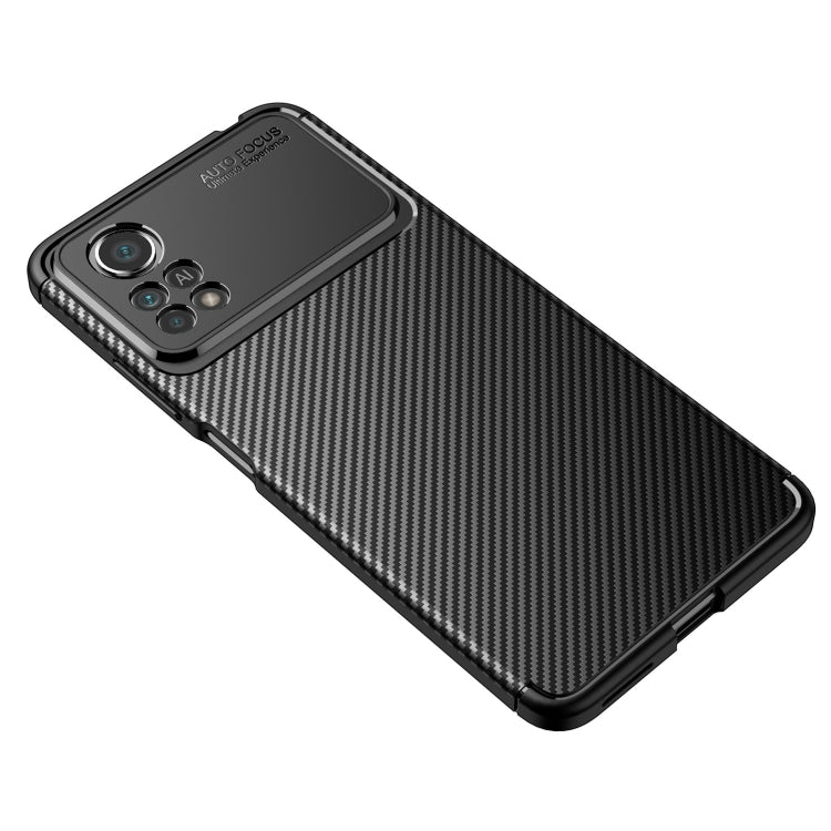 For Xiaomi Poco M4 Pro Fine Hole Version Carbon Fiber Texture Shockproof TPU Phone Case