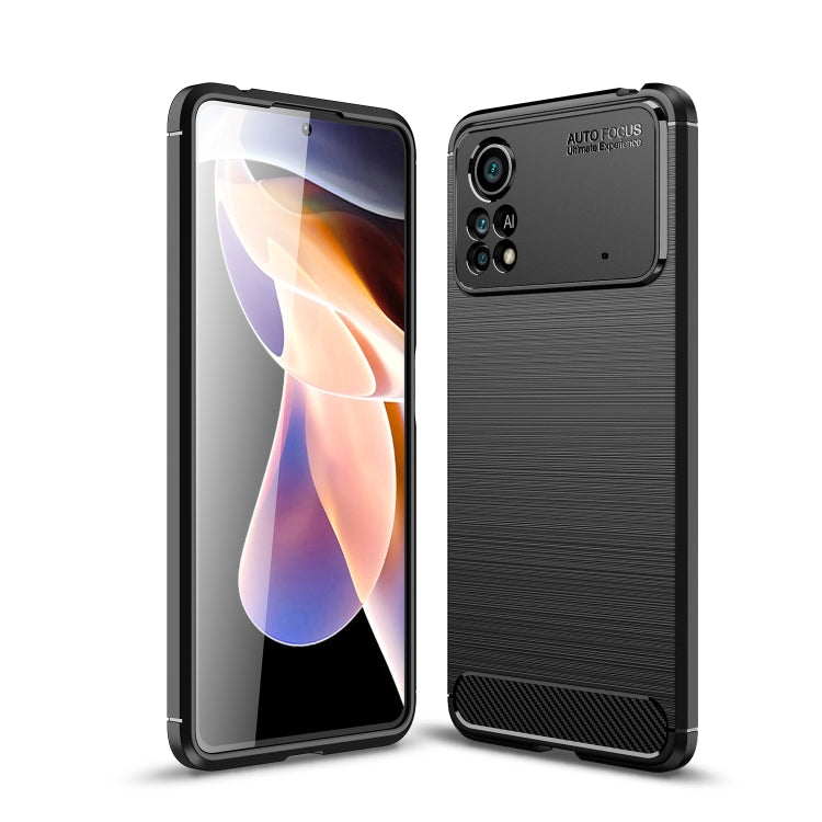 For Xiaomi Poco X4 Pro 5G Fine Hole Version Brushed Texture Carbon Fiber Shockproof TPU Phone Case