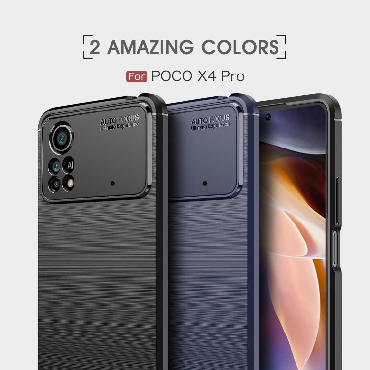 For Xiaomi Poco X4 Pro 5G Fine Hole Version Brushed Texture Carbon Fiber Shockproof TPU Phone Case