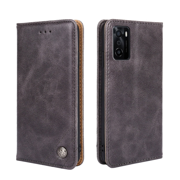 For OPPO A55s 5G Non-Magnetic Retro Texture Horizontal Flip Leather Phone Case