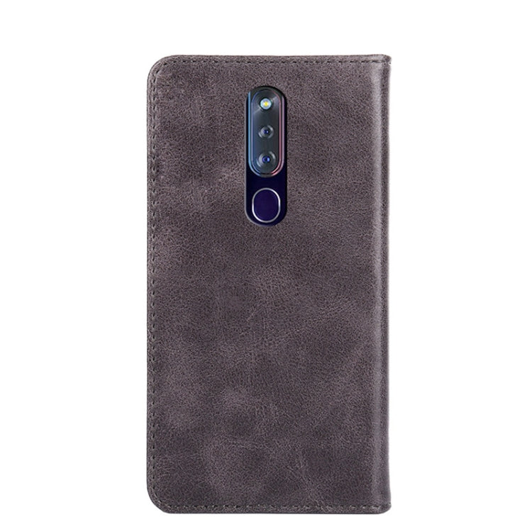 For OPPO F11 Pro Non-Magnetic Retro Texture Horizontal Flip Leather Phone Case