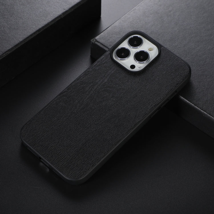 For iPhone 12 Pro Max Wood Texture PU Phone Case