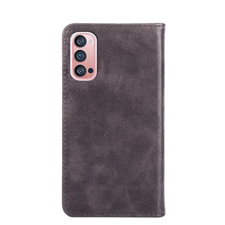 For OPPO Reno4 Pro Non-Magnetic Retro Texture Horizontal Flip Leather Phone Case