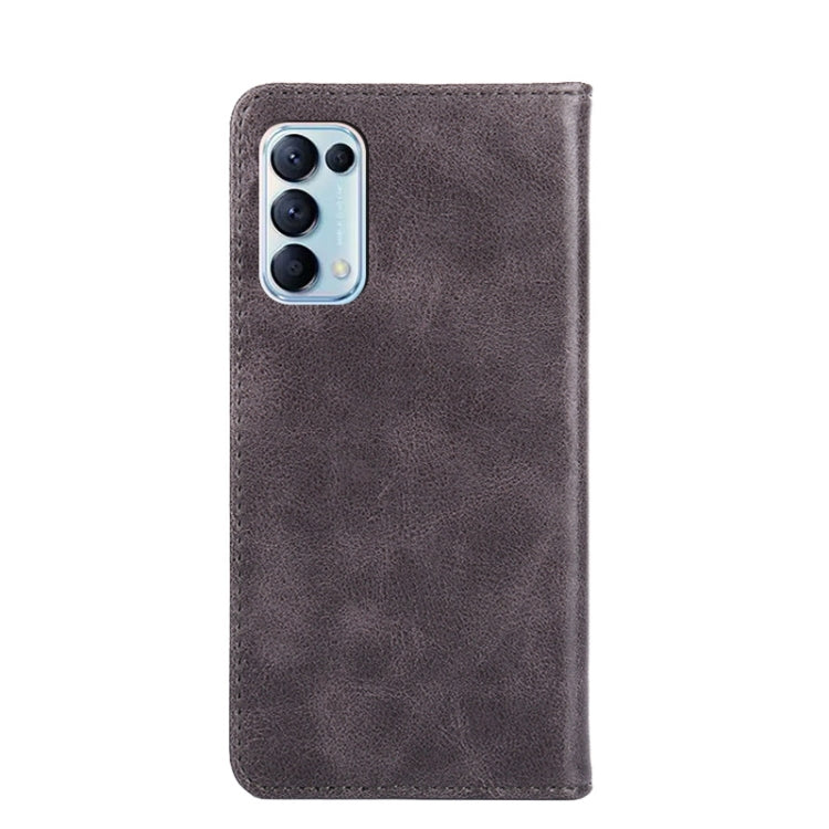 For OPPO Reno5 4G Non-Magnetic Retro Texture Horizontal Flip Leather Phone Case