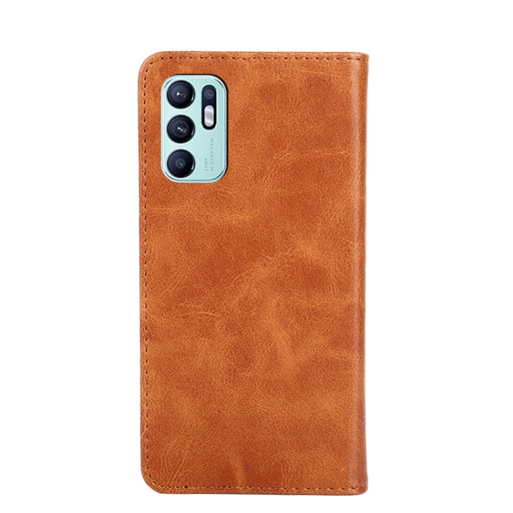 For OPPO Reno6 Non-Magnetic Retro Texture Horizontal Flip Leather Phone Case
