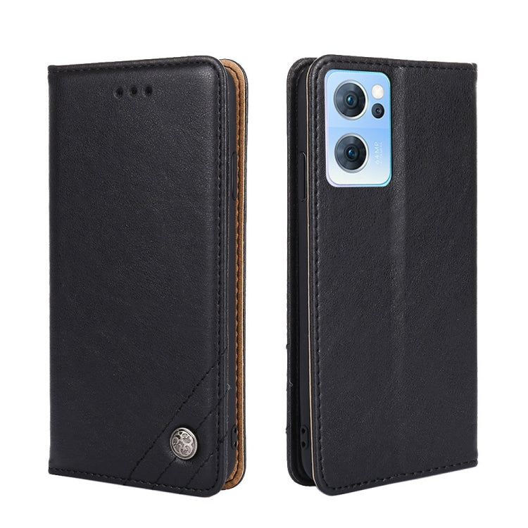 For OPPO Reno7 5G Non-Magnetic Retro Texture Horizontal Flip Leather Phone Case