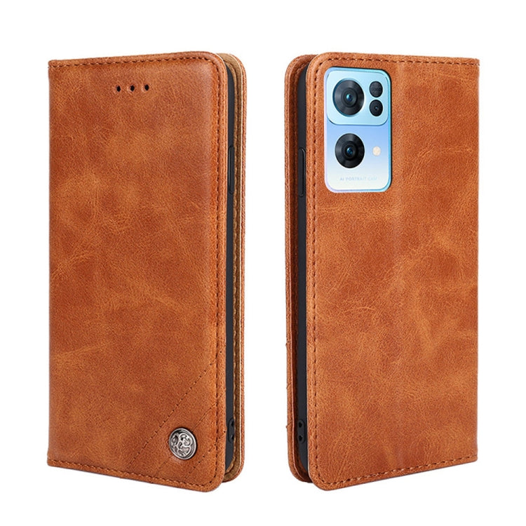 For OPPO Reno7 Pro 5G Non-Magnetic Retro Texture Horizontal Flip Leather Phone Case