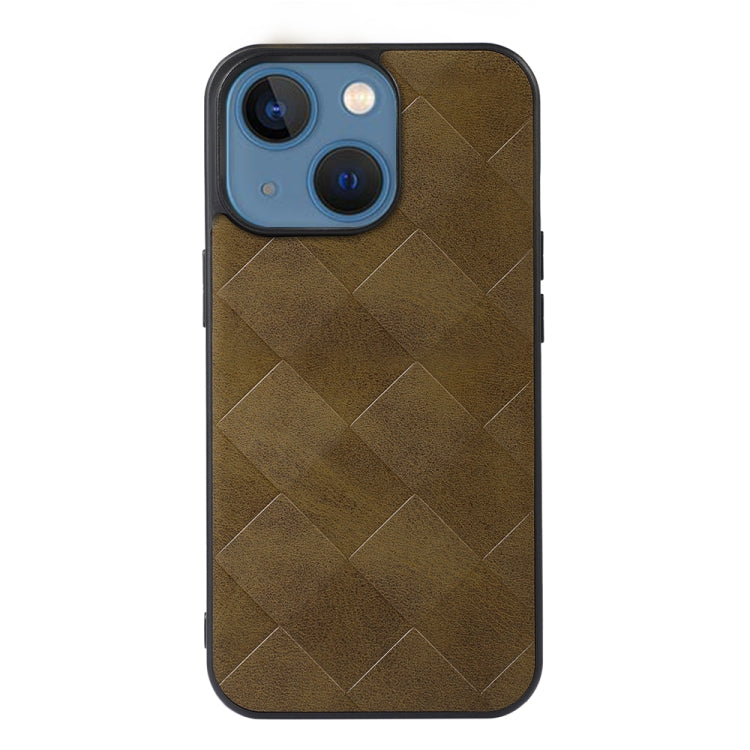 For iPhone 13 mini Weave Plaid PU Phone Case