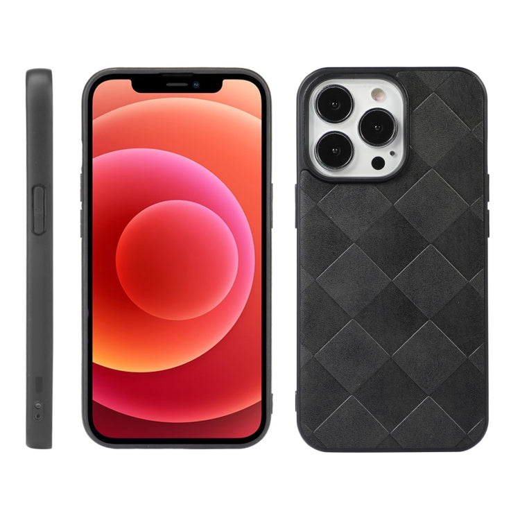 For iPhone 12 / 12 Pro Weave Plaid PU Phone Case