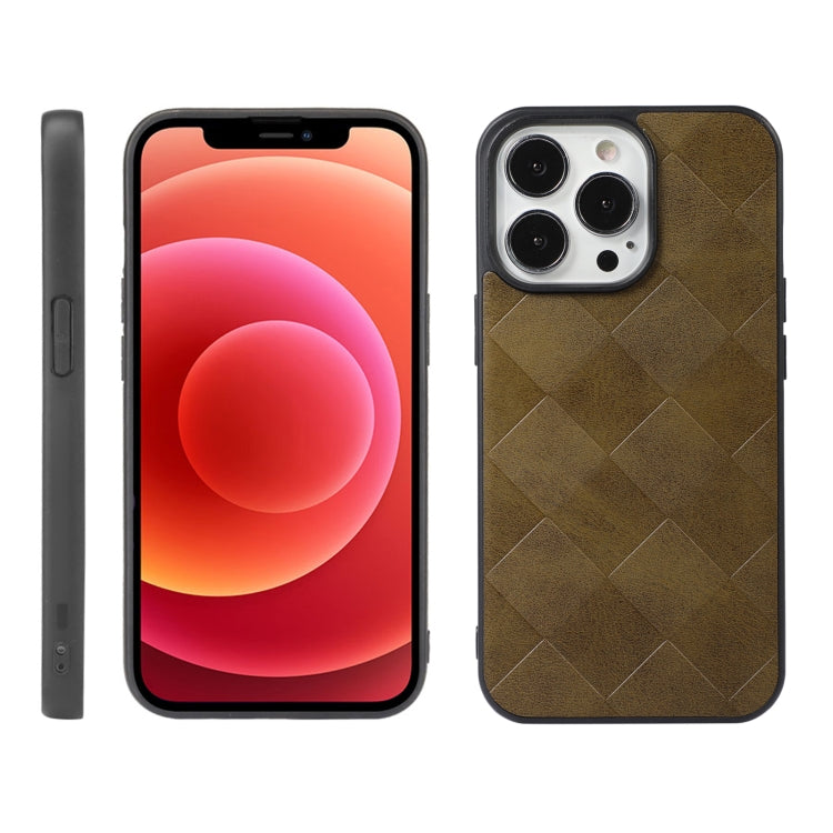 For iPhone 12 Pro Max Weave Plaid PU Phone Case