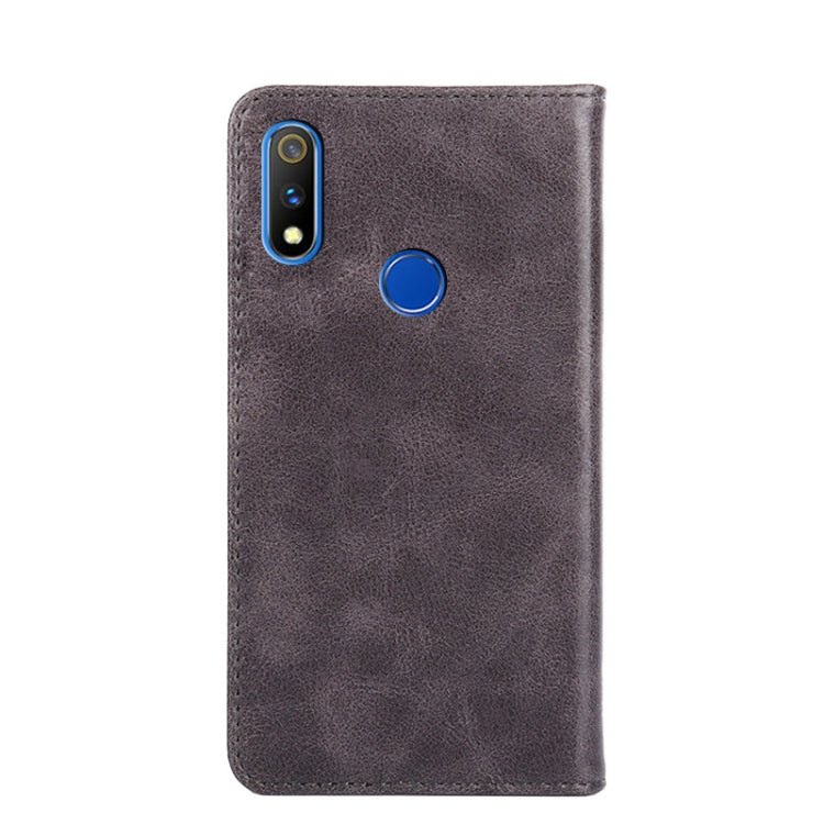 For OPPO Realme 3 Non-Magnetic Retro Texture Horizontal Flip Leather Phone Case