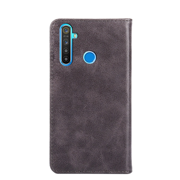 For OPPO Realme 5 Non-Magnetic Retro Texture Horizontal Flip Leather Phone Case