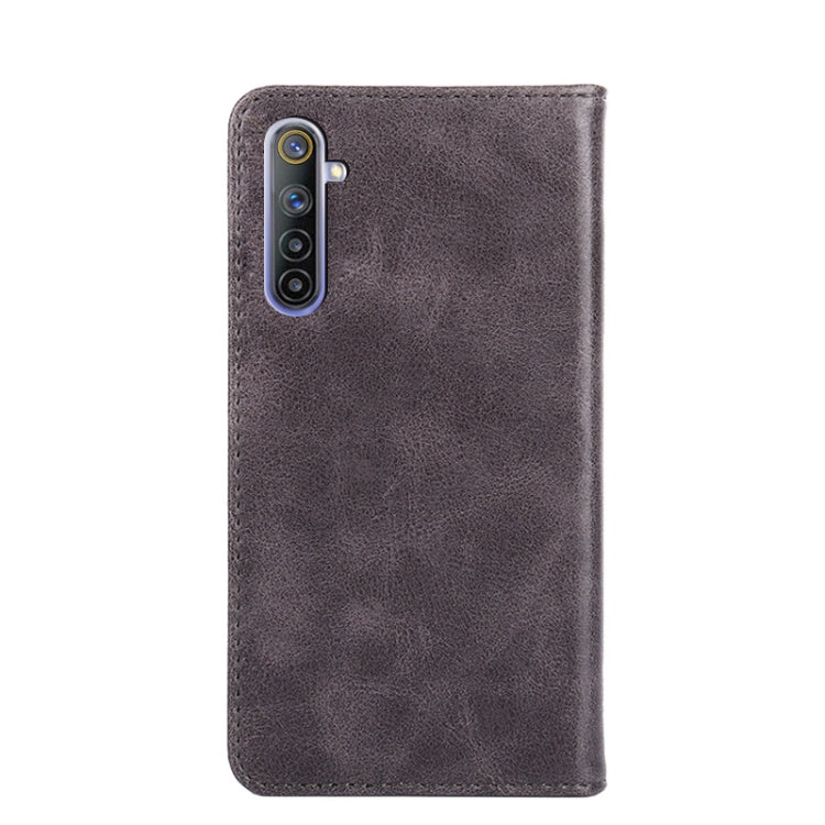 For OPPO Realme 6 Non-Magnetic Retro Texture Horizontal Flip Leather Phone Case