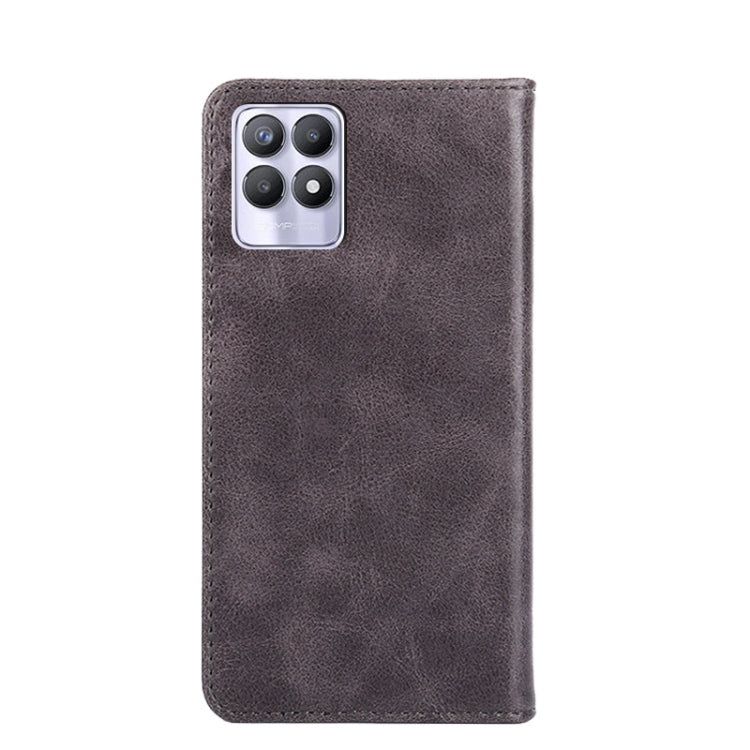 For OPPO Realme 8i Non-Magnetic Retro Texture Horizontal Flip Leather Phone Case