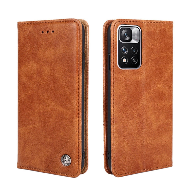 For Xiaomi Redmi Note 11 Pro 5G Non-Magnetic Retro Texture Leather Phone Case