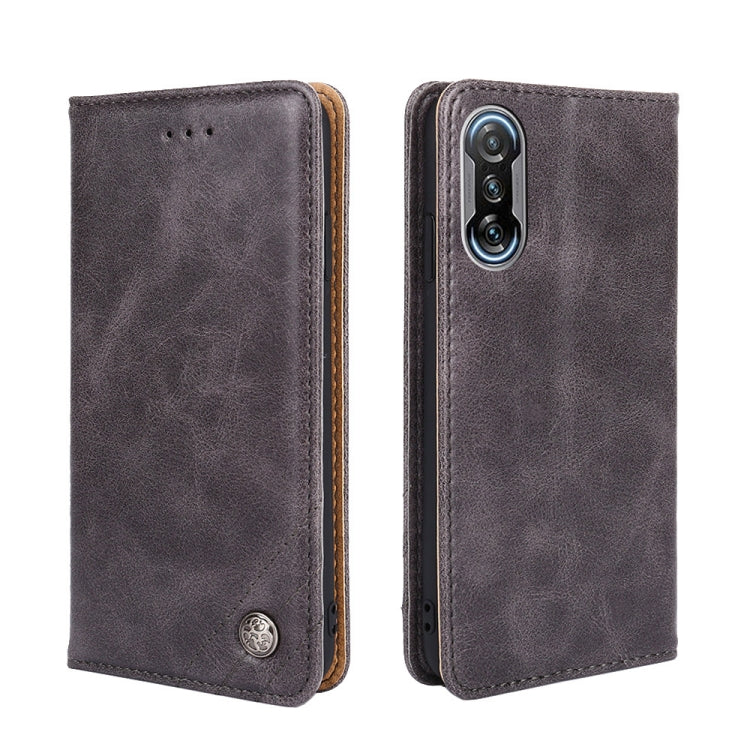 For Xiaomi Redmi K40 Gaming Non-Magnetic Retro Texture Leather Phone Case