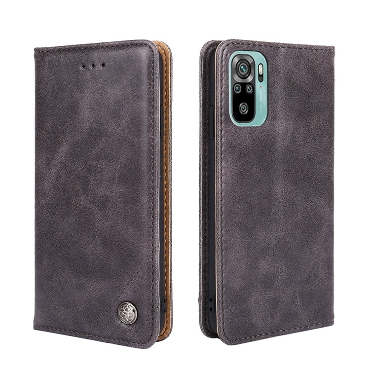 For Xiaomi Redmi Note 10 4G / Note 10S Non-Magnetic Retro Texture Leather Phone Case