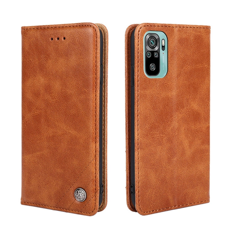 For Xiaomi Redmi Note 10 4G / Note 10S Non-Magnetic Retro Texture Leather Phone Case