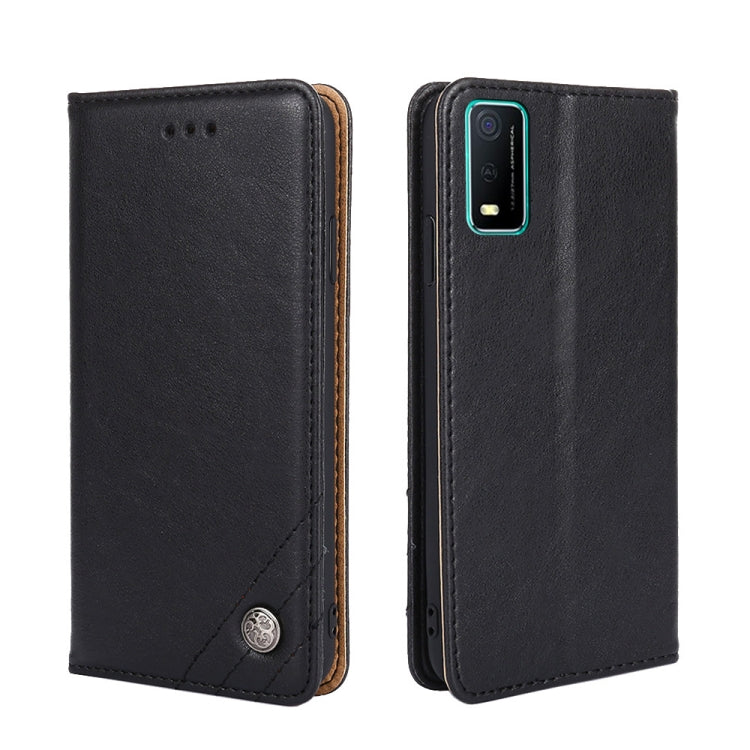 For vivo Y3s (2021) Non-Magnetic Retro Texture Leather Phone Case